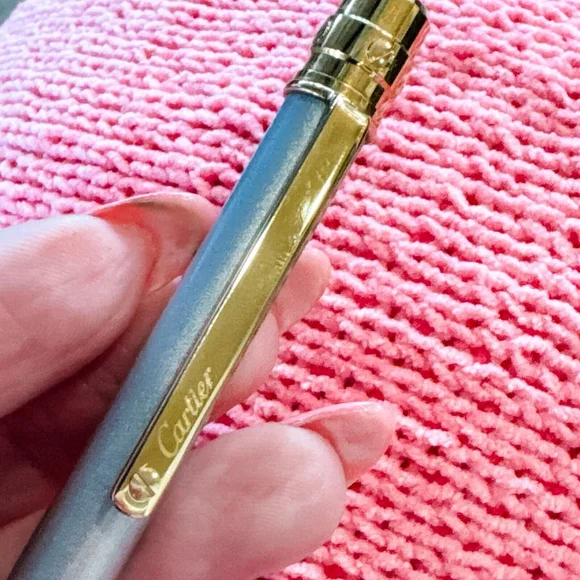 Cartier Santos BALLPOINT PEN F227815 Steel color lacquer gold plated Japan - Picture 6 of 16